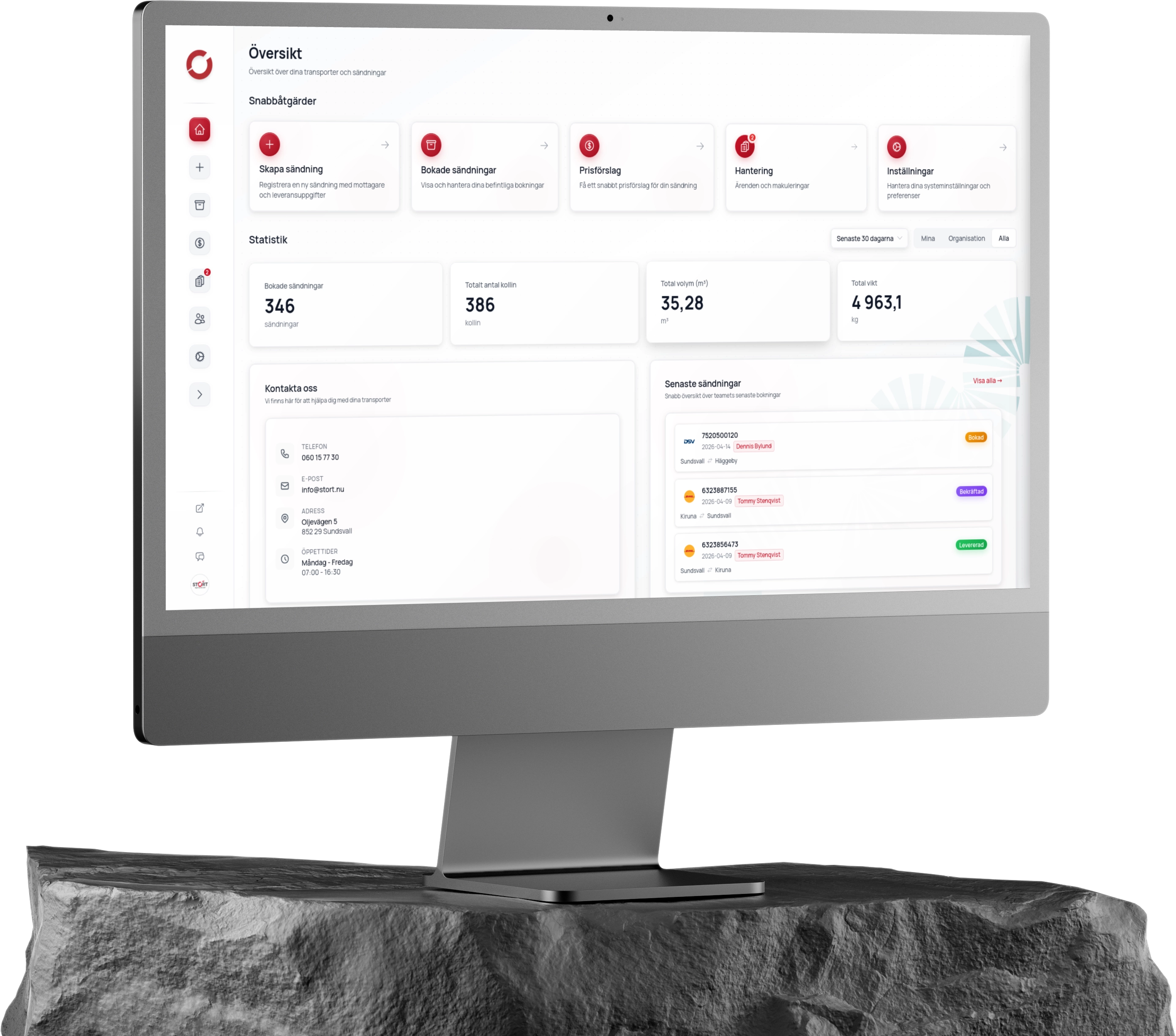 STORT Portal dashboard visas på en datorskärm