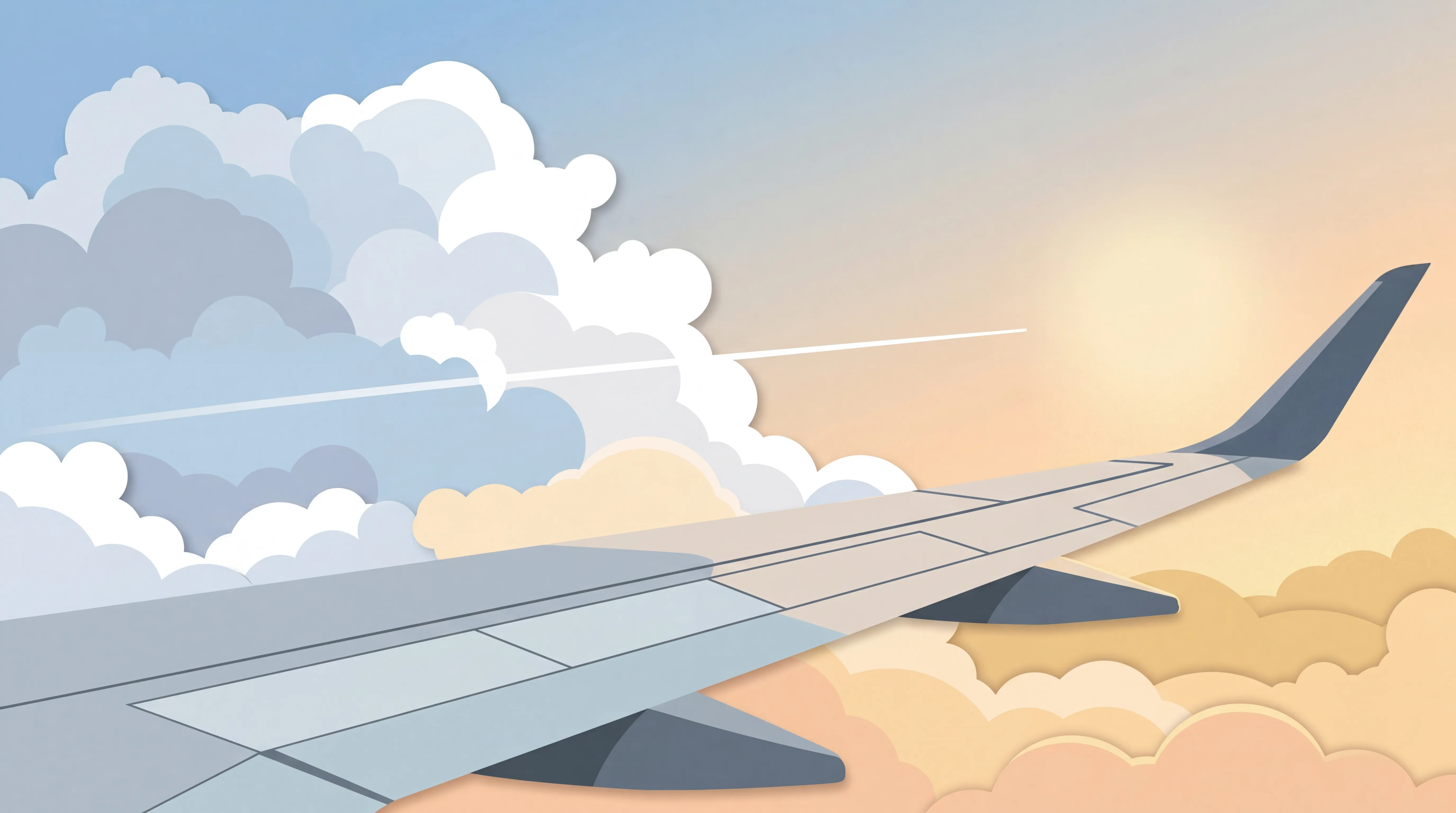 Flygplan med kondensstrimmor mot blå himmel